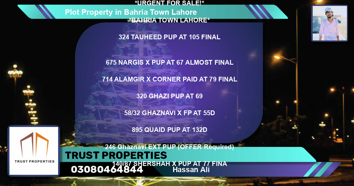 Residential Plot for Sale in Bahria Town, Lahore - (BP-75483)