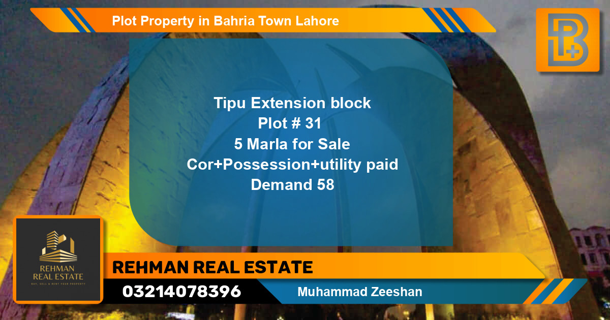 Residential Plot for Sale in Bahria Town, Lahore - (BP-75491)