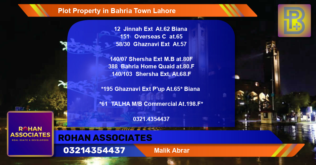 Commercial Plot for Sale in Bahria Town, Lahore - (BP-75495)