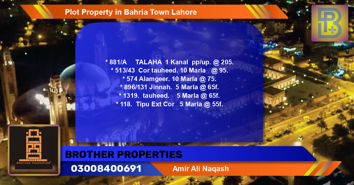Residential Plot for Sale in Bahria Town, Lahore - (BP-75509)
