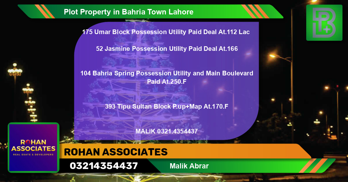 Residential Plot for Sale in Bahria Town, Lahore - (BP-75511)