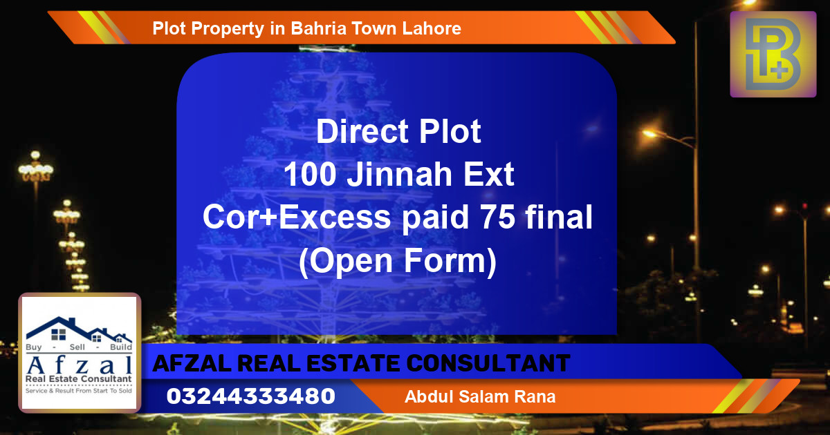 Residential Plot for Sale in Bahria Town, Lahore - (BP-75525)