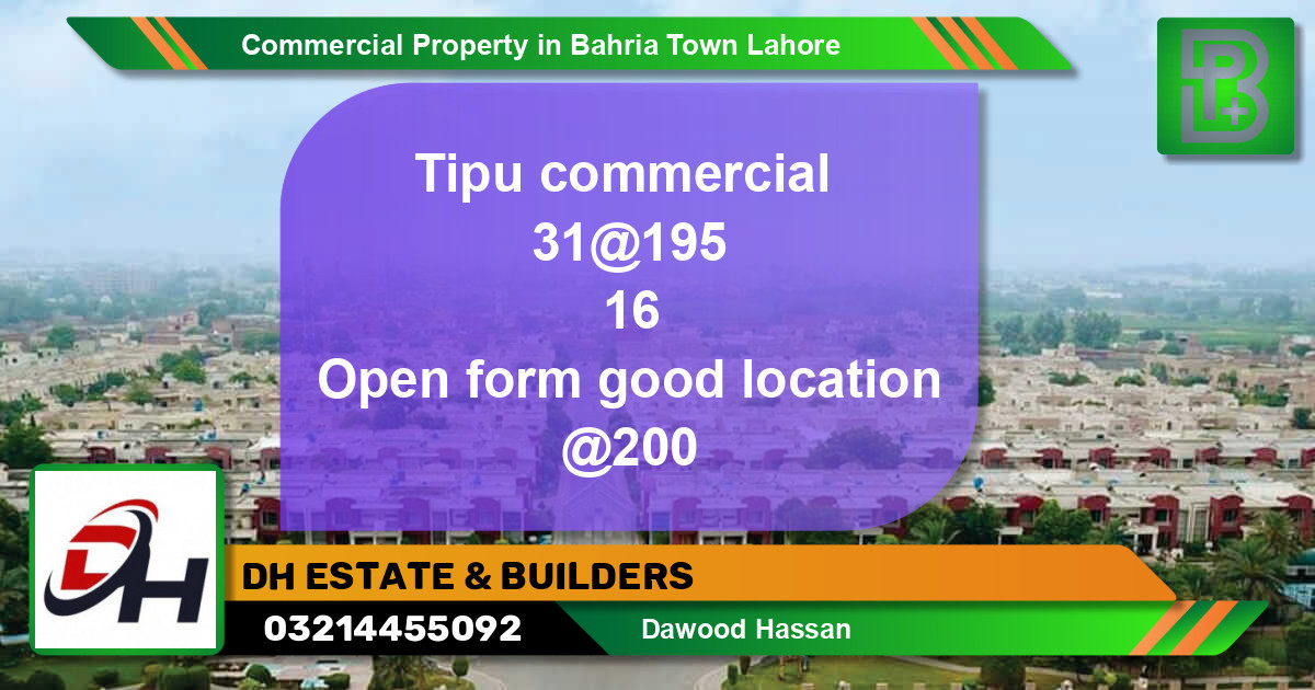 Commercial Property for Sale in Bahria Town, Lahore - (BP-75530)