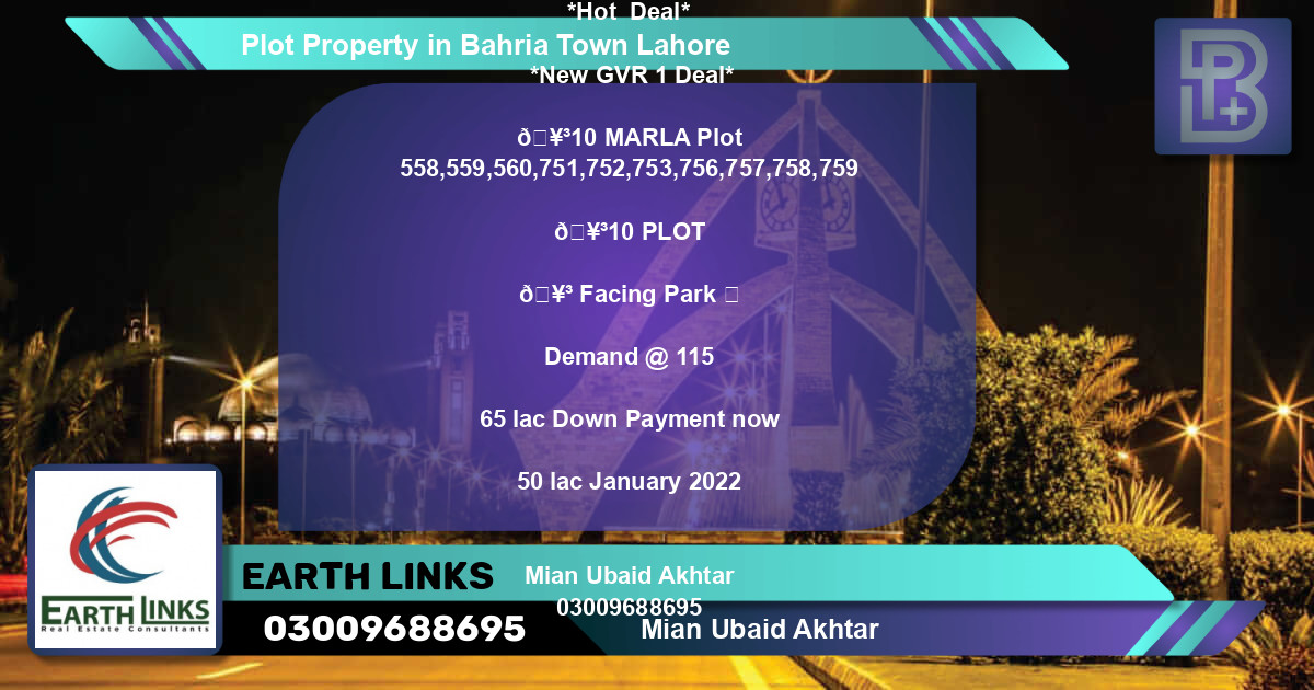 Residential Plot for Sale in Bahria Town, Lahore - (BP-75582)