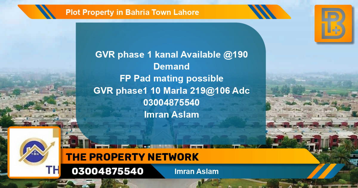 Residential Plot for Sale in Bahria Town, Lahore - (BP-75589)
