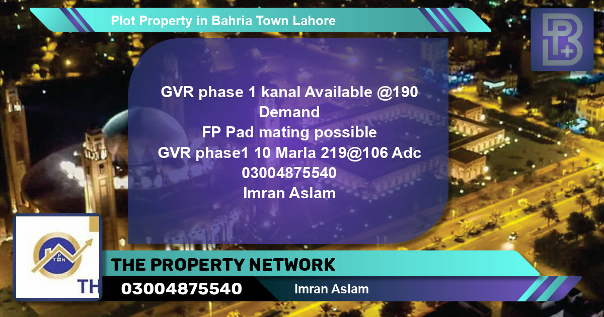 Residential Plot for Sale in Bahria Town, Lahore - (BP-75605)
