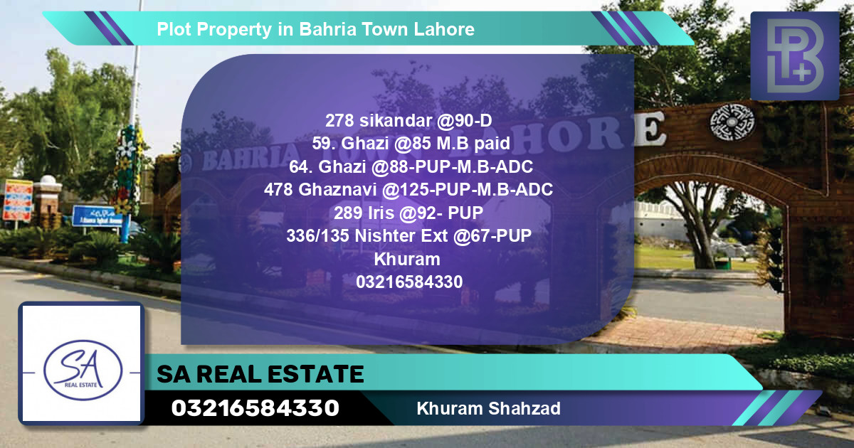 Residential Plot for Sale in Bahria Town, Lahore - (BP-75607)