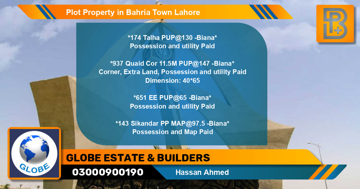 Residential Plot for Sale in Bahria Town, Lahore - (BP-75617)