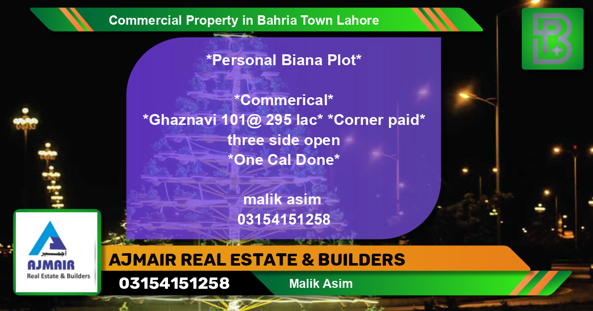 Commercial Property for Sale in Bahria Town, Lahore - (BP-75649)