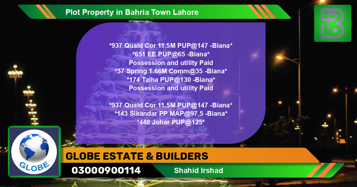 Residential Plot for Sale in Bahria Town, Lahore - (BP-75652)