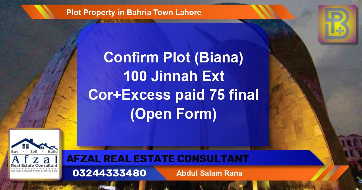 Residential Plot for Sale in Bahria Town, Lahore - (BP-75673)