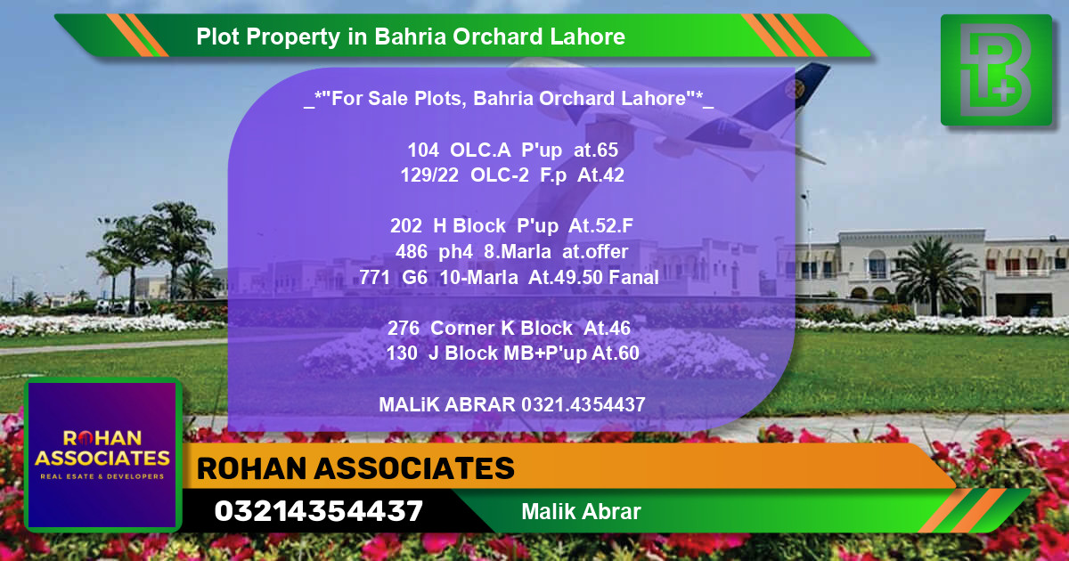 Residential Plot for Sale in Bahria Orchard, Lahore - (BP-75726)