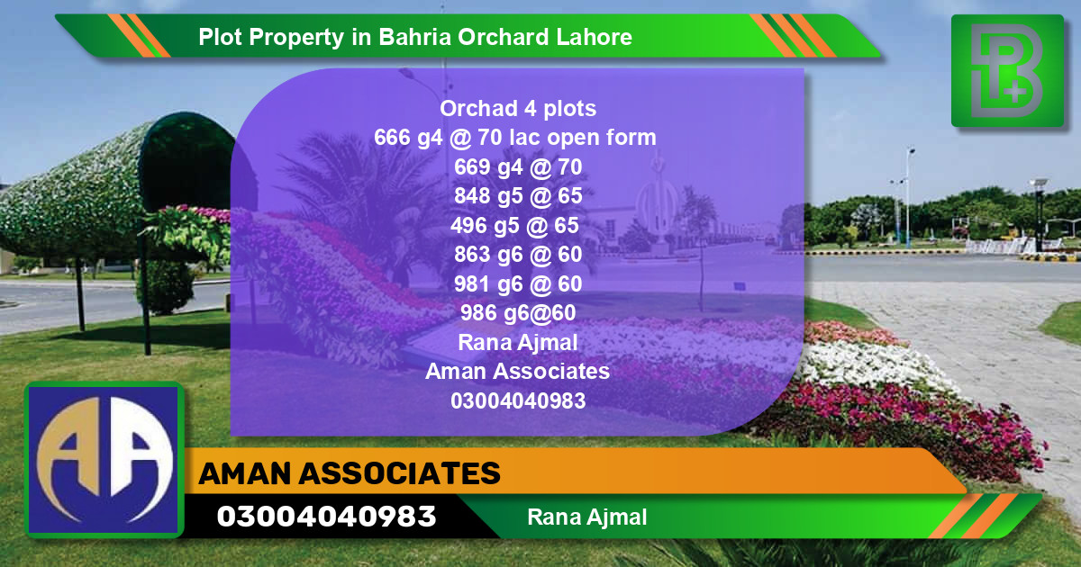 Residential Plot for Sale in Bahria Orchard, Lahore - (BP-75735)