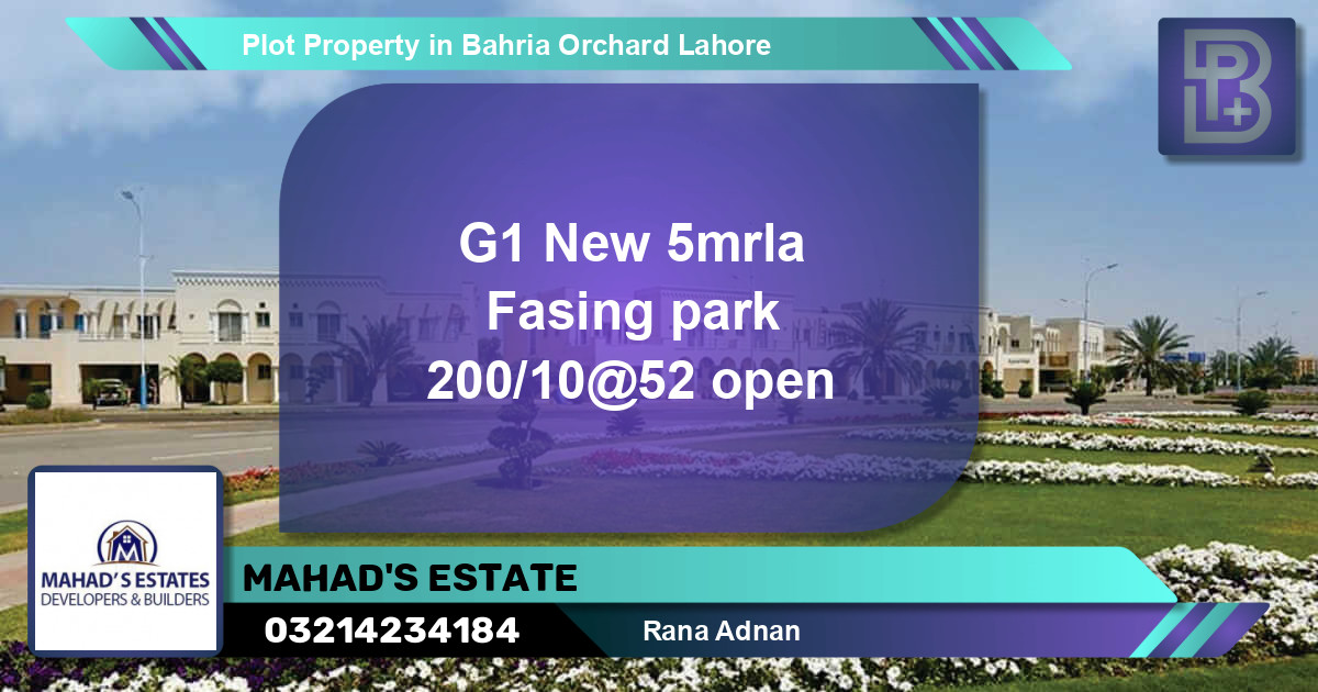 Residential Plot for Sale in Bahria Orchard, Lahore - (BP-75744)