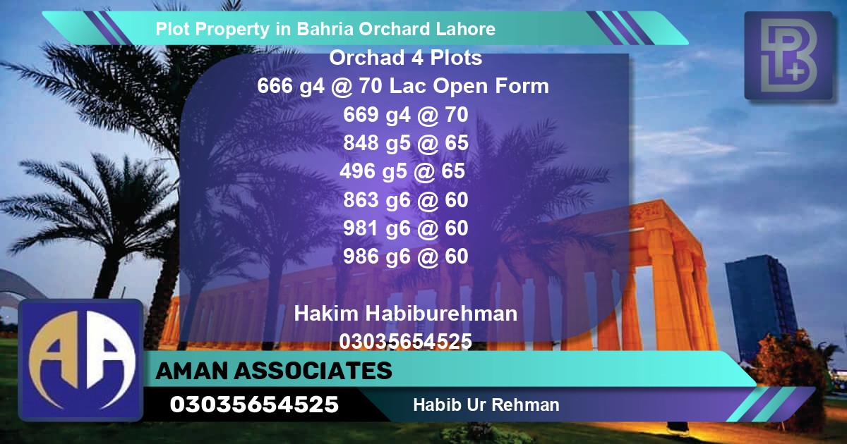Residential Plot for Sale in Bahria Orchard, Lahore - (BP-75749)