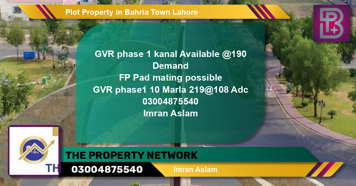 Residential Plot for Sale in Bahria Town, Lahore - (BP-75755)