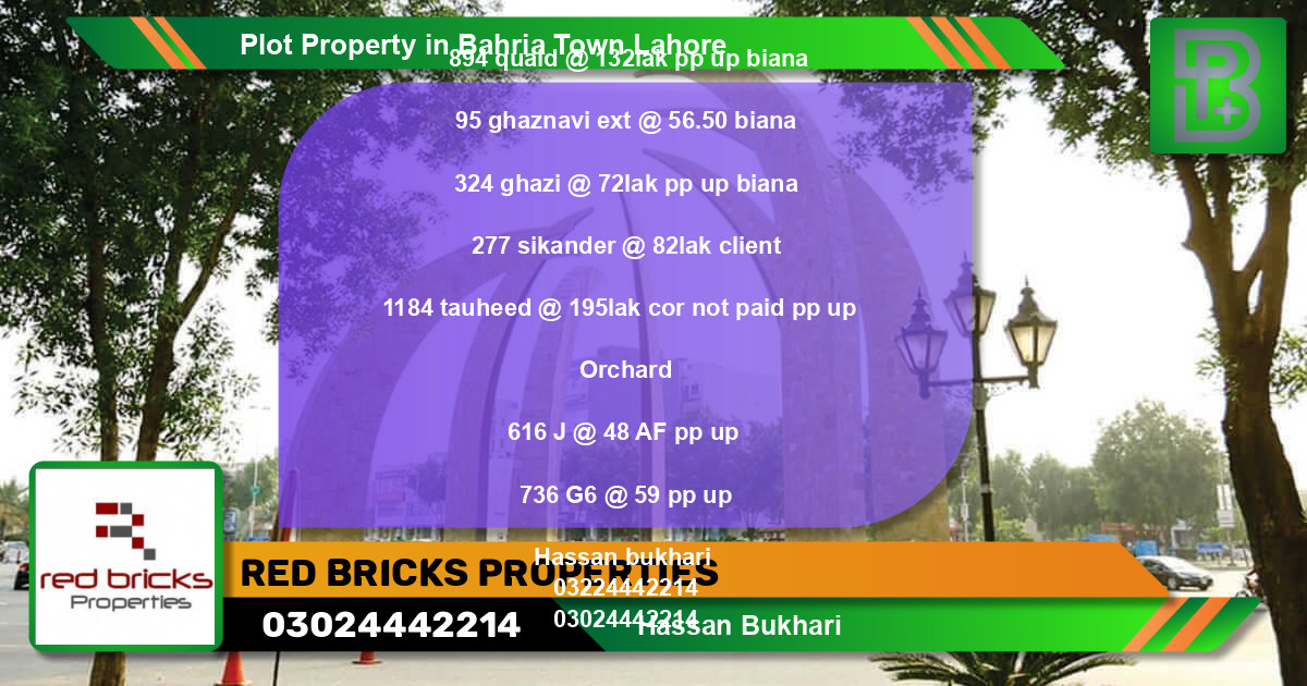 Residential Plot for Sale in Bahria Town, Lahore - (BP-75769)