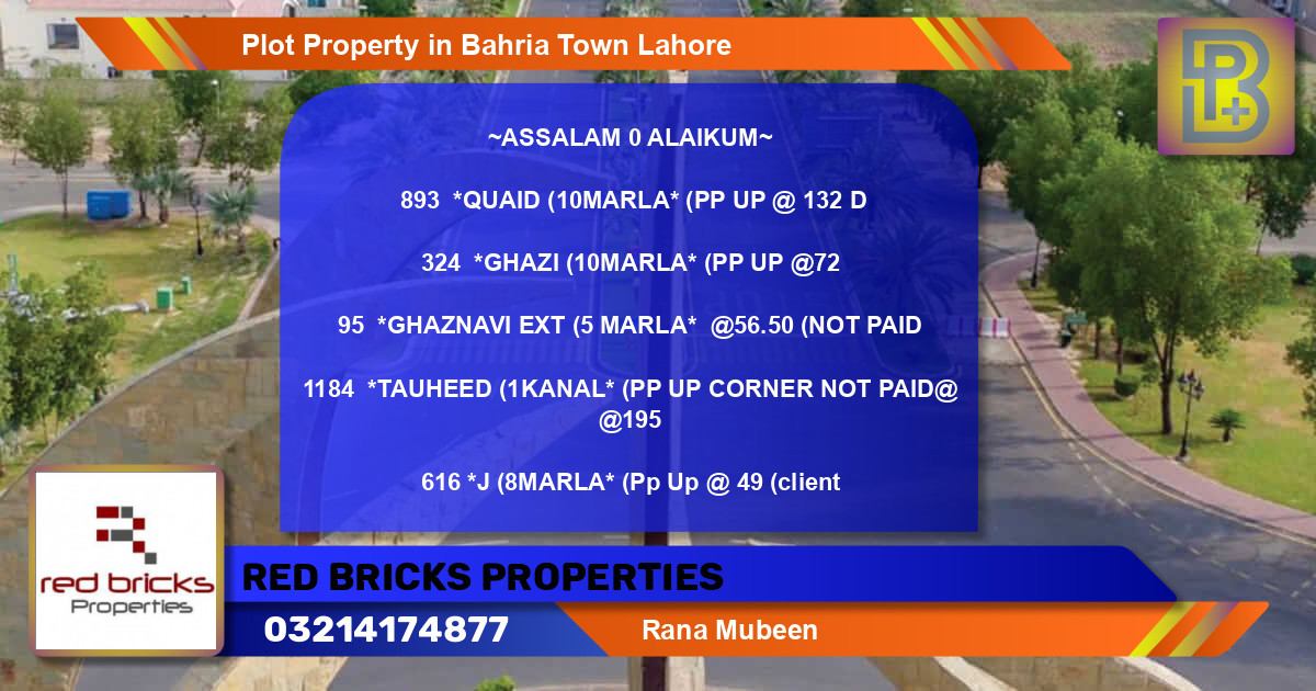 Residential Plot for Sale in Bahria Town, Lahore - (BP-75795)