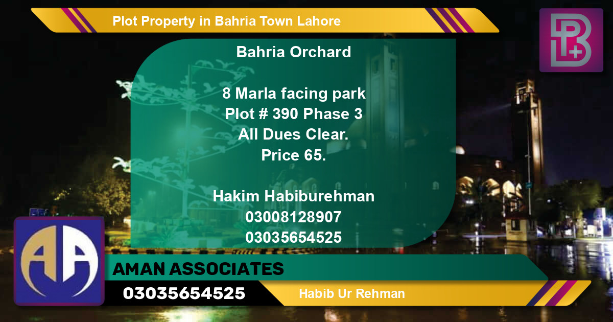 Residential Plot for Sale in Bahria Town, Lahore - (BP-75803)