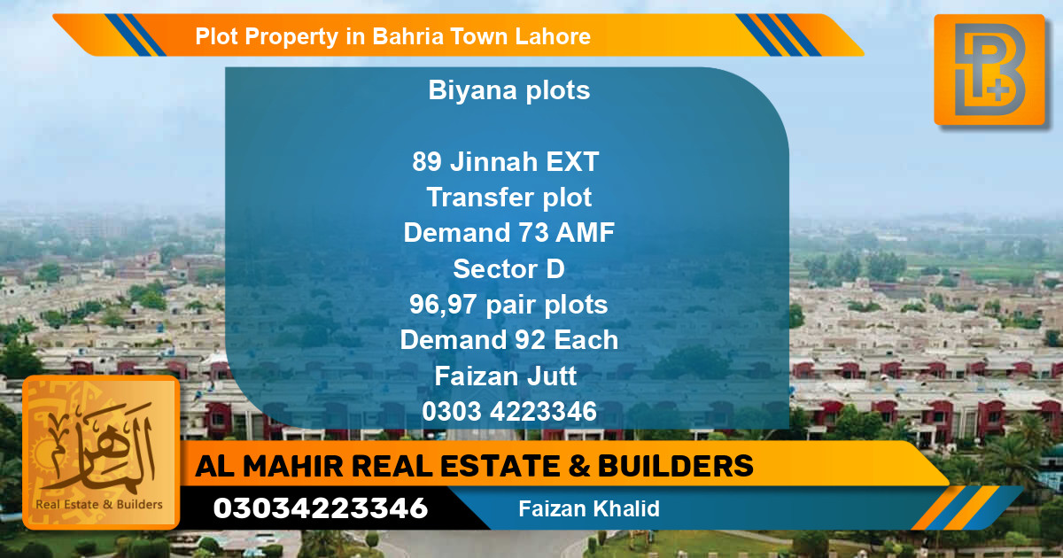 Residential Plot for Sale in Bahria Town, Lahore - (BP-75812)