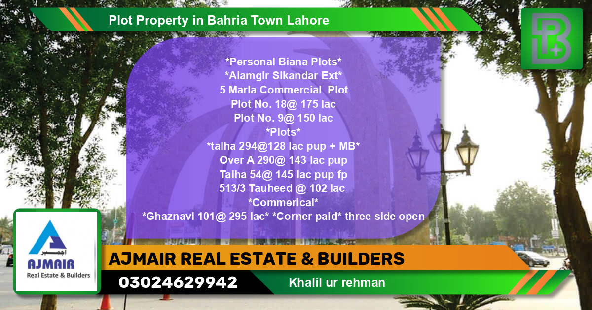 Commercial Plot for Sale in Bahria Town, Lahore - (BP-75818)