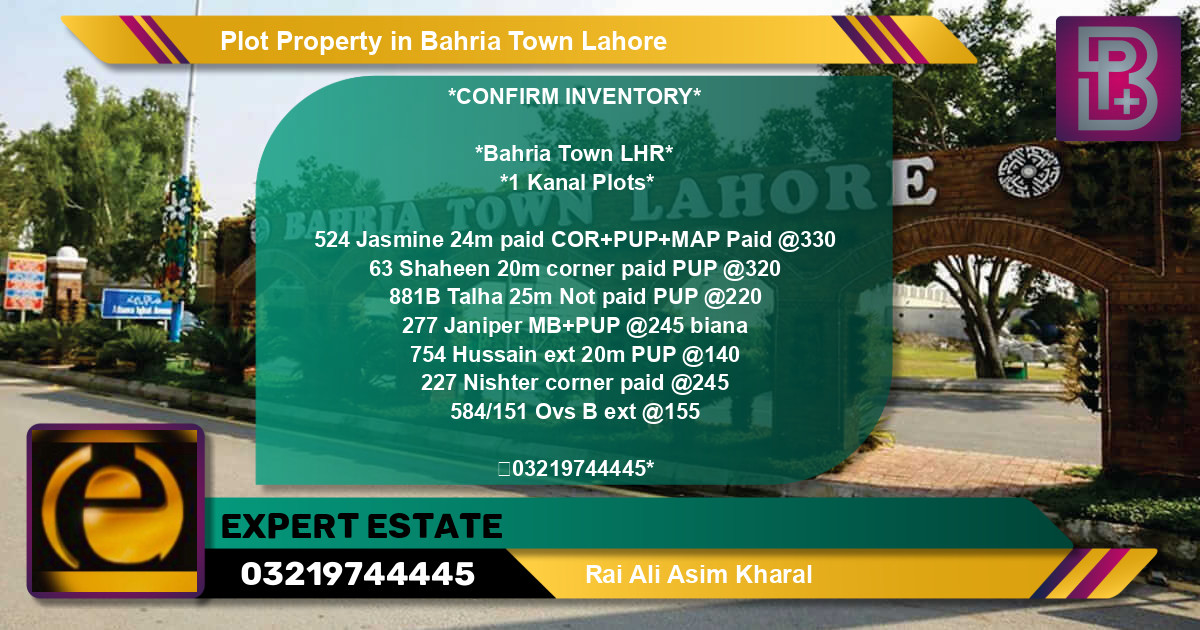 Residential Plot for Sale in Bahria Town, Lahore - (BP-75837)