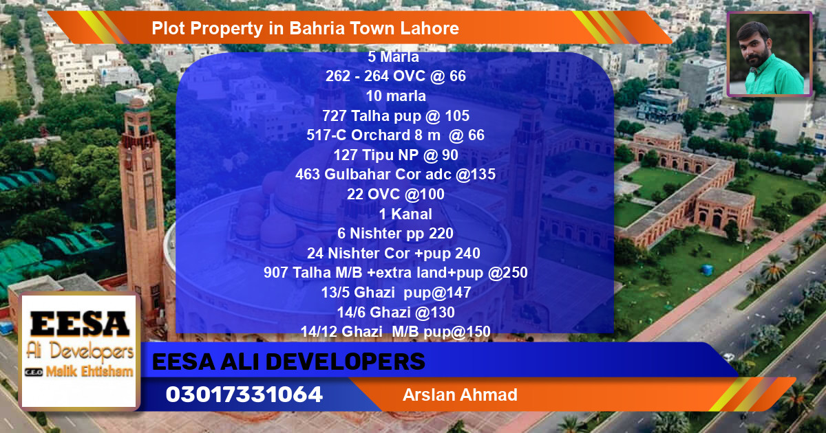 Residential Plot for Sale in Bahria Town, Lahore - (BP-75845)