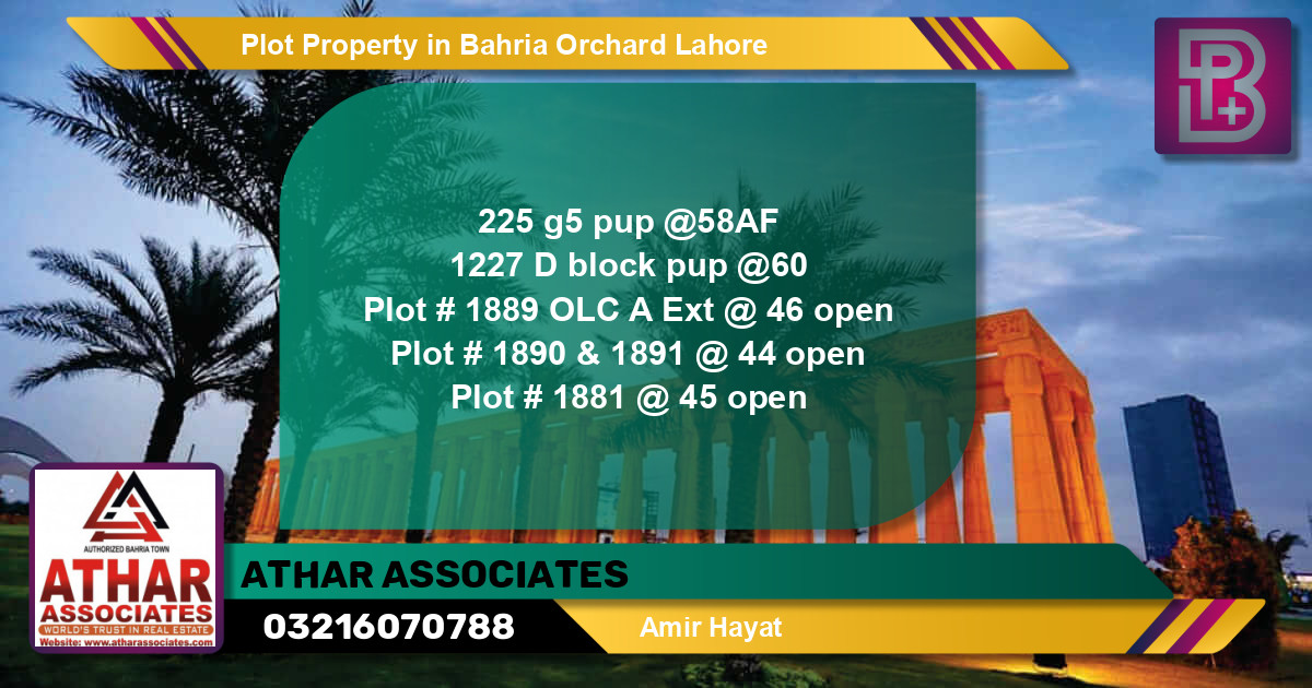 Residential Plot for Sale in Bahria Orchard, Lahore - (BP-75855)