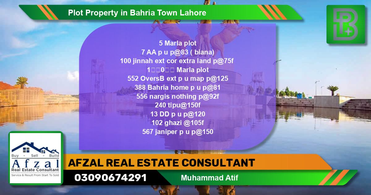 Residential Plot for Sale in Bahria Town, Lahore - (BP-75858)