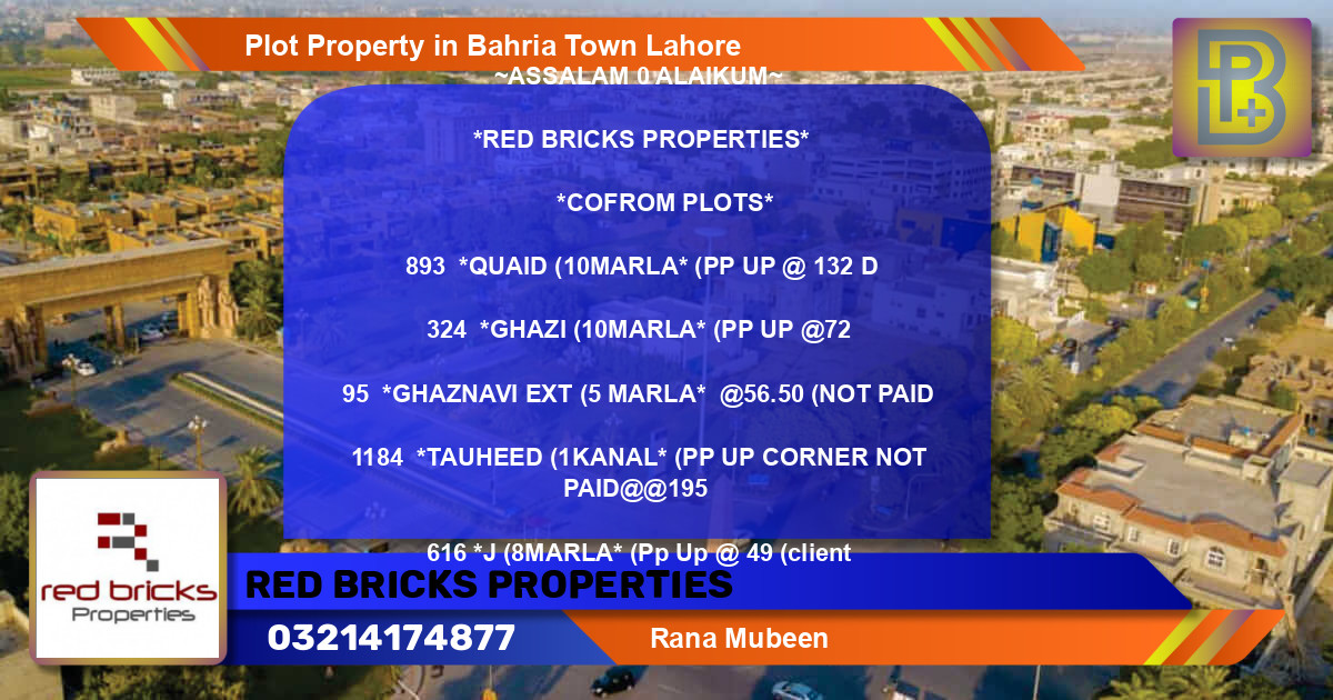 Residential Plot for Sale in Bahria Town, Lahore - (BP-75885)