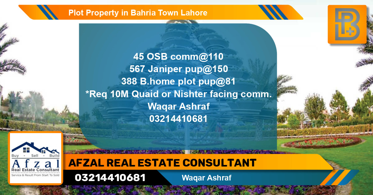 Residential Plot for Sale in Bahria Town, Lahore - (BP-75899)
