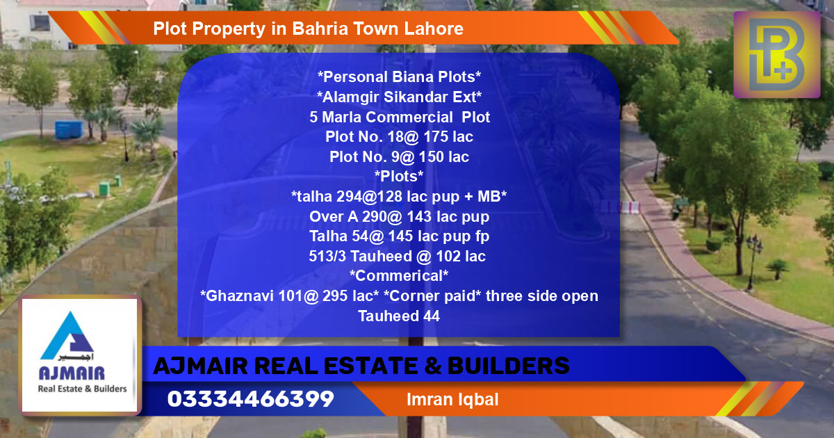 Commercial Plot for Sale in Bahria Town, Lahore - (BP-75900)