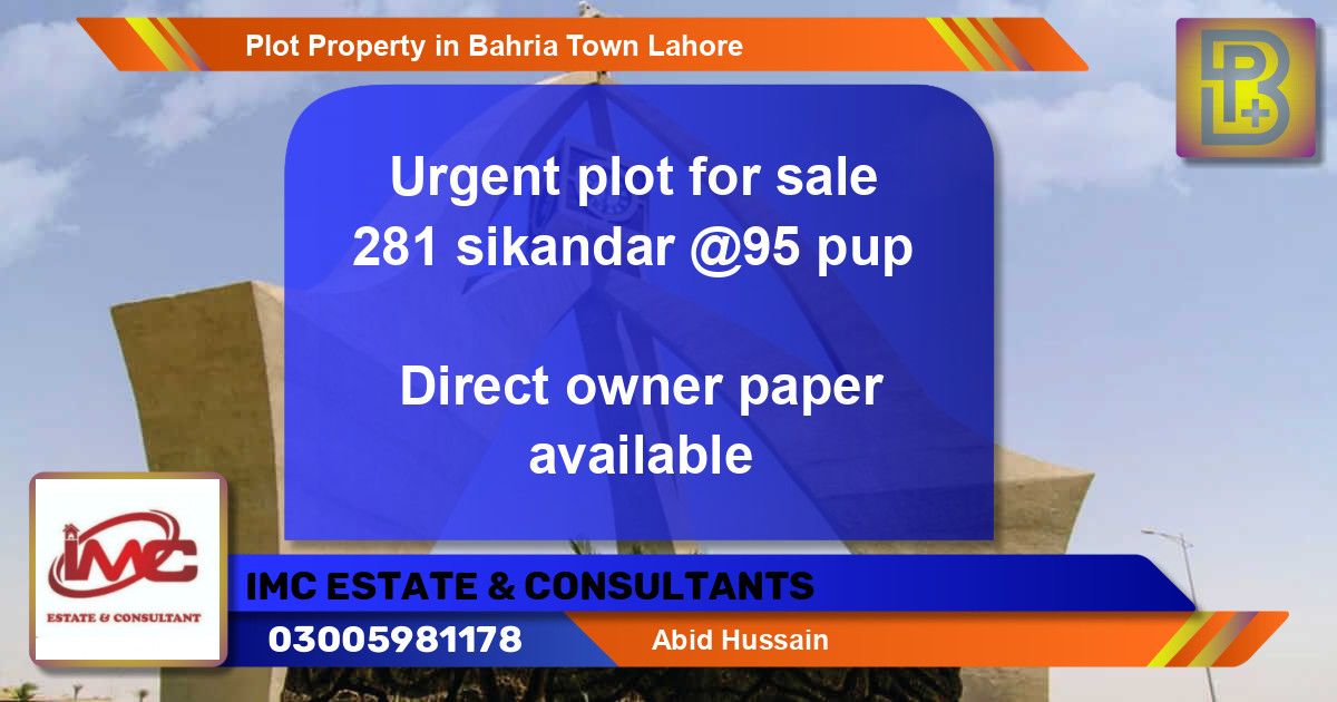 Residential Plot for Sale in Bahria Town, Lahore - (BP-75903)