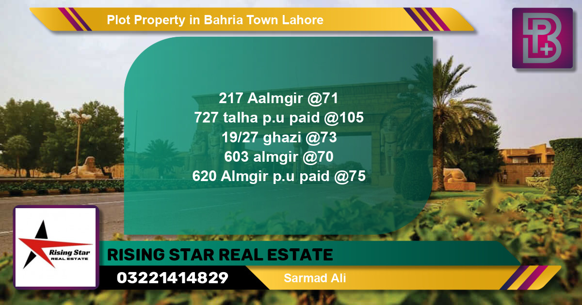 Residential Plot for Sale in Bahria Town, Lahore - (BP-75929)