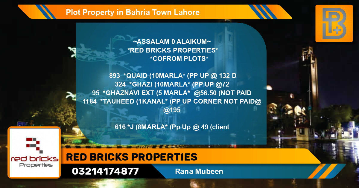 Residential Plot for Sale in Bahria Town, Lahore - (BP-75935)