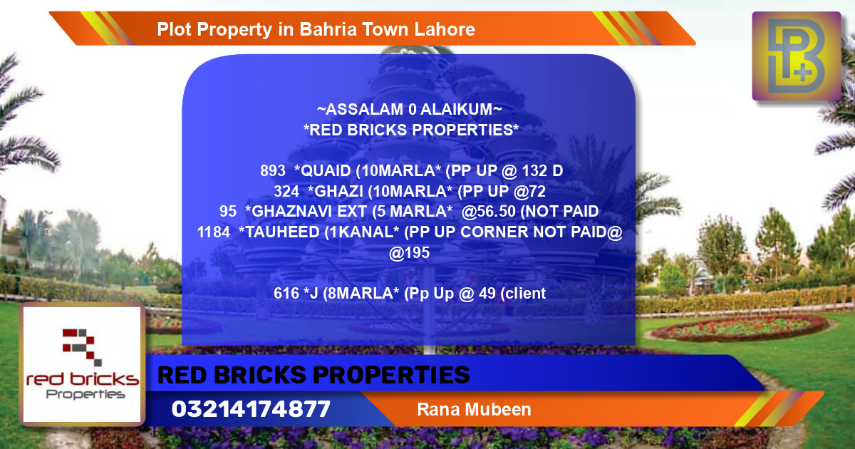 Residential Plot for Sale in Bahria Town, Lahore - (BP-75936)