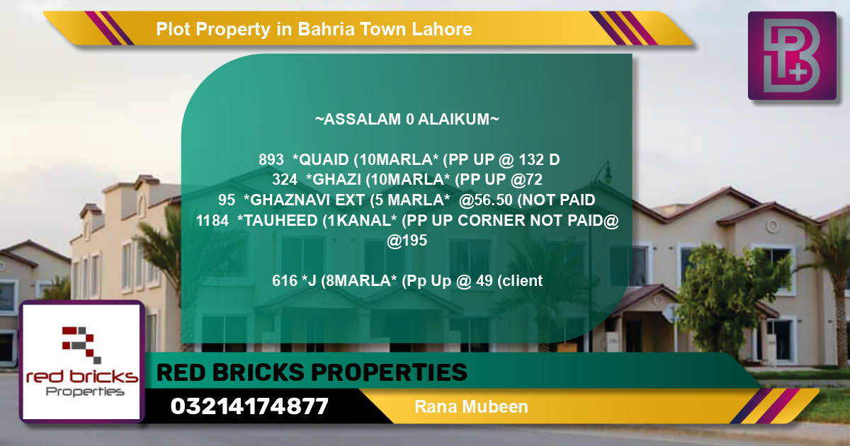 Residential Plot for Sale in Bahria Town, Lahore - (BP-75937)