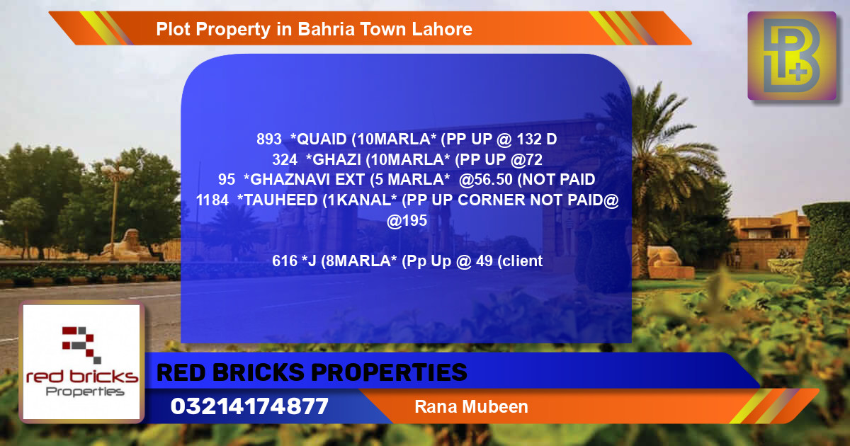 Residential Plot for Sale in Bahria Town, Lahore - (BP-75938)