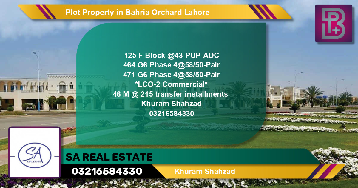 Commercial Plot for Sale in Bahria Orchard, Lahore - (BP-75950)