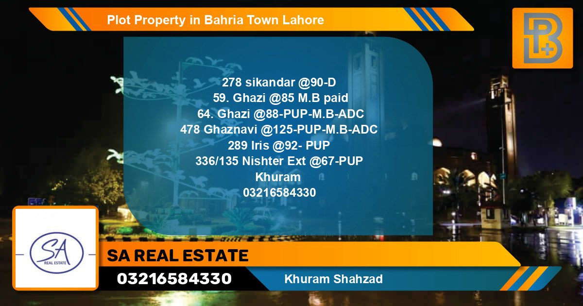 Residential Plot for Sale in Bahria Town, Lahore - (BP-75951)
