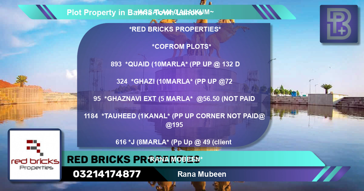 Residential Plot for Sale in Bahria Town, Lahore - (BP-75955)