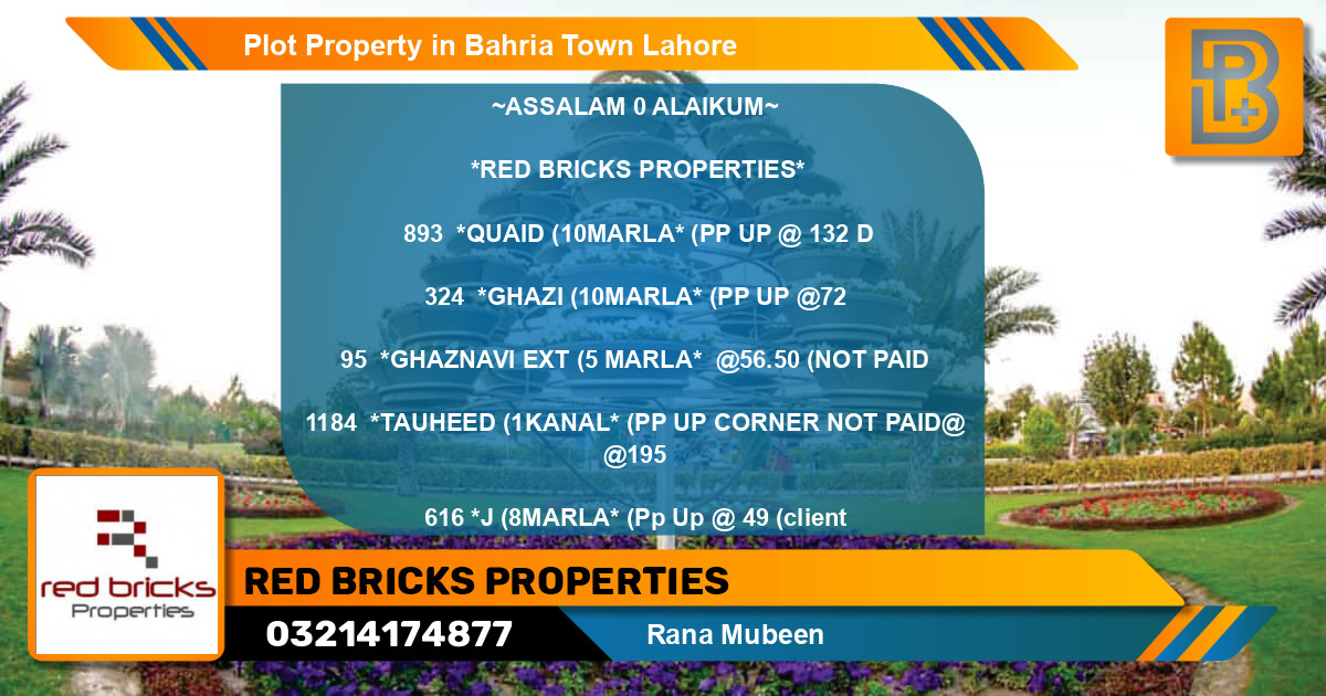 Residential Plot for Sale in Bahria Town, Lahore - (BP-75957)