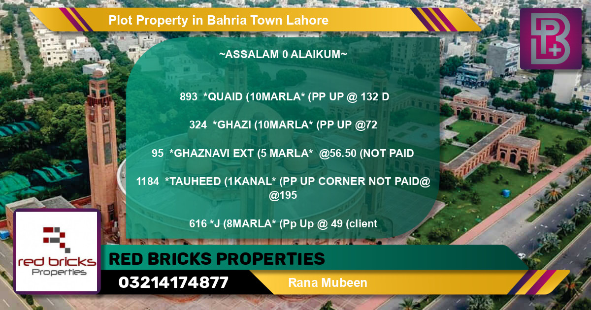 Residential Plot for Sale in Bahria Town, Lahore - (BP-75958)