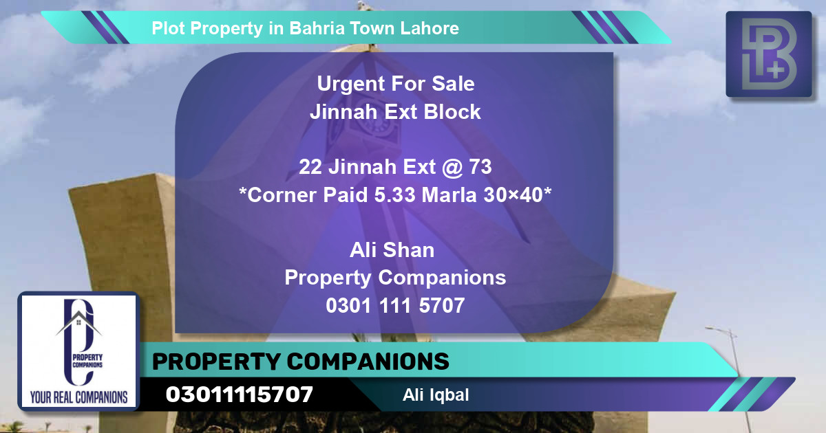 Residential Plot for Sale in Bahria Town, Lahore - (BP-75975)