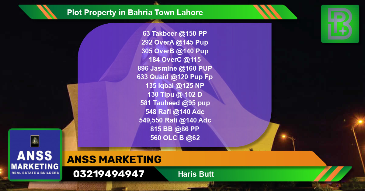 Residential Plot for Sale in Bahria Town, Lahore - (BP-75981)