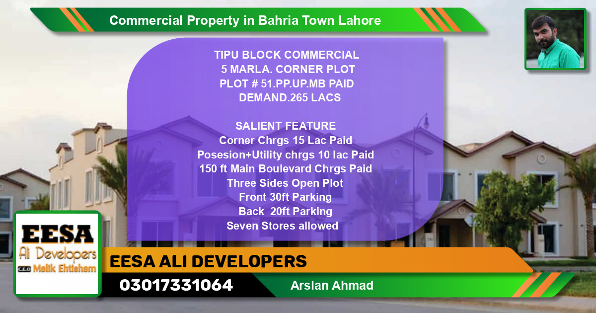Commercial Property for Sale in Bahria Town, Lahore - (BP-76092)