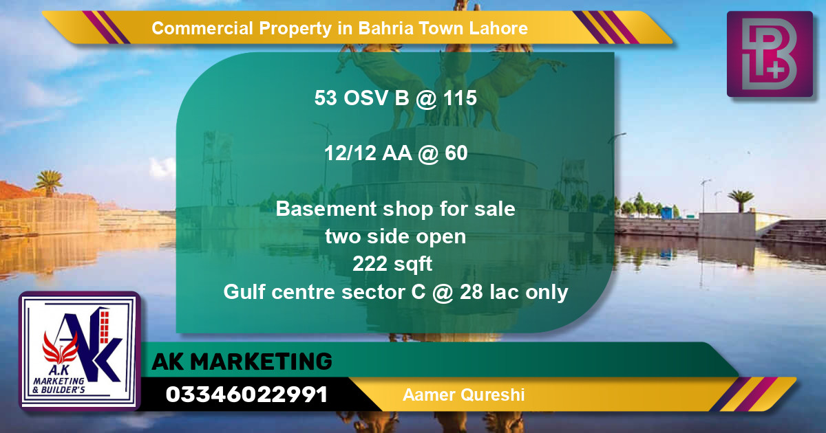 Commercial Property for Sale in Bahria Town, Lahore - (BP-76112)