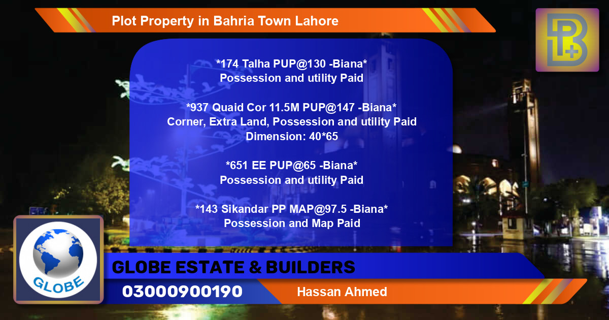 Residential Plot for Sale in Bahria Town, Lahore - (BP-76137)