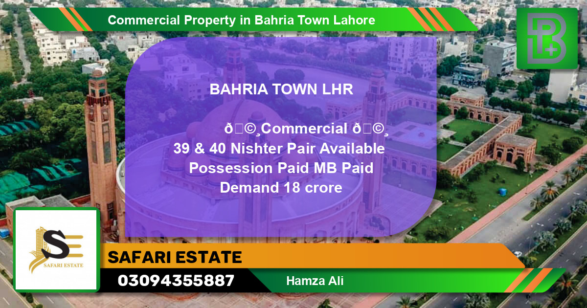 Commercial Property for Sale in Bahria Town, Lahore - (BP-76150)