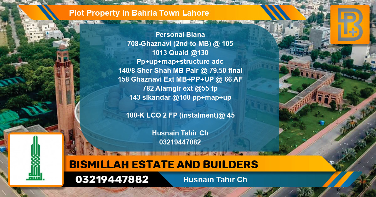Residential Plot for Sale in Bahria Town, Lahore - (BP-76168)